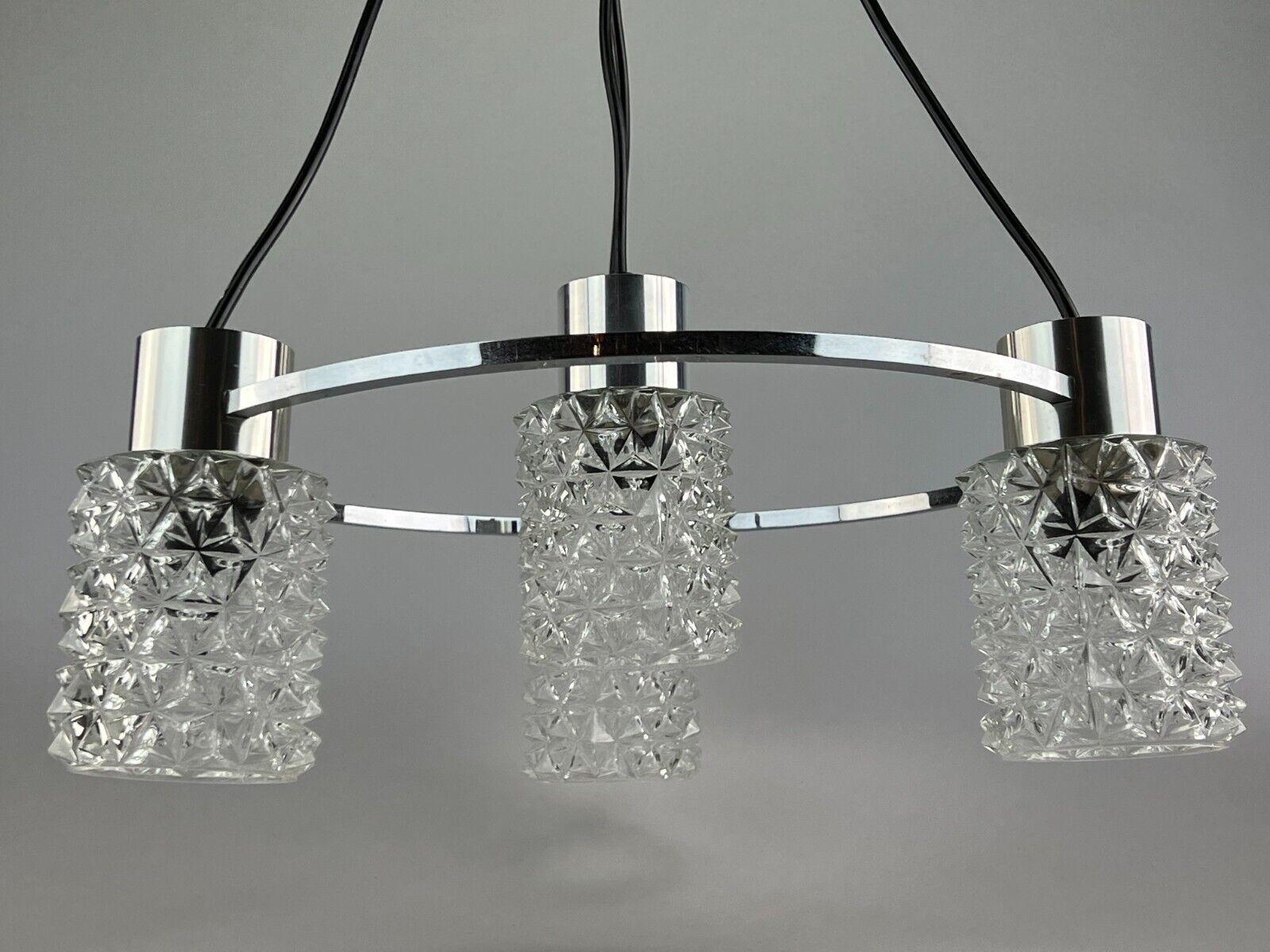 60s 70s Lamp Fixture Ceiling Lamp Chandelier Glass Chrome Space Age For Sale 3