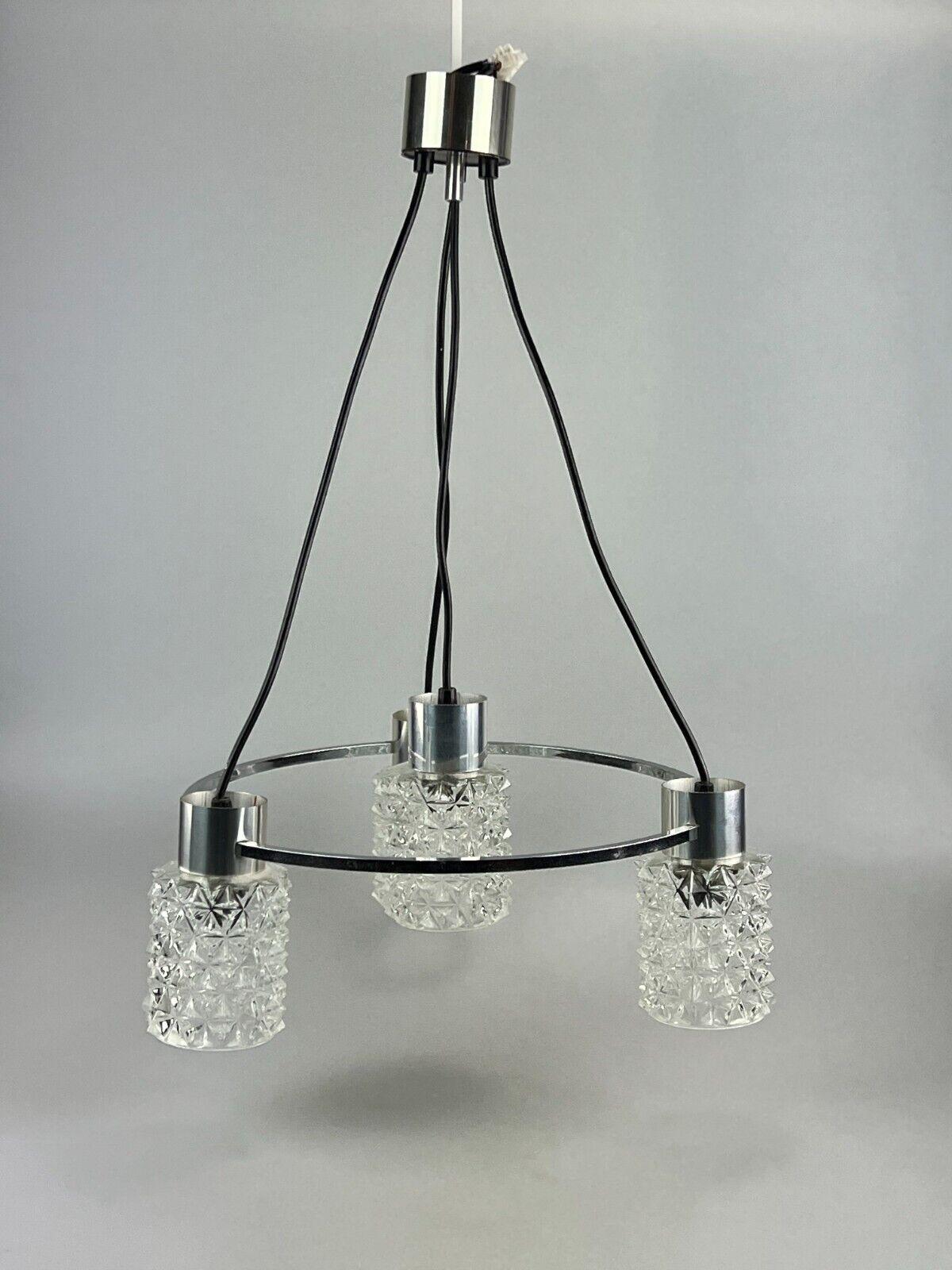 Late 20th Century 60s 70s Lamp Fixture Ceiling Lamp Chandelier Glass Chrome Space Age For Sale