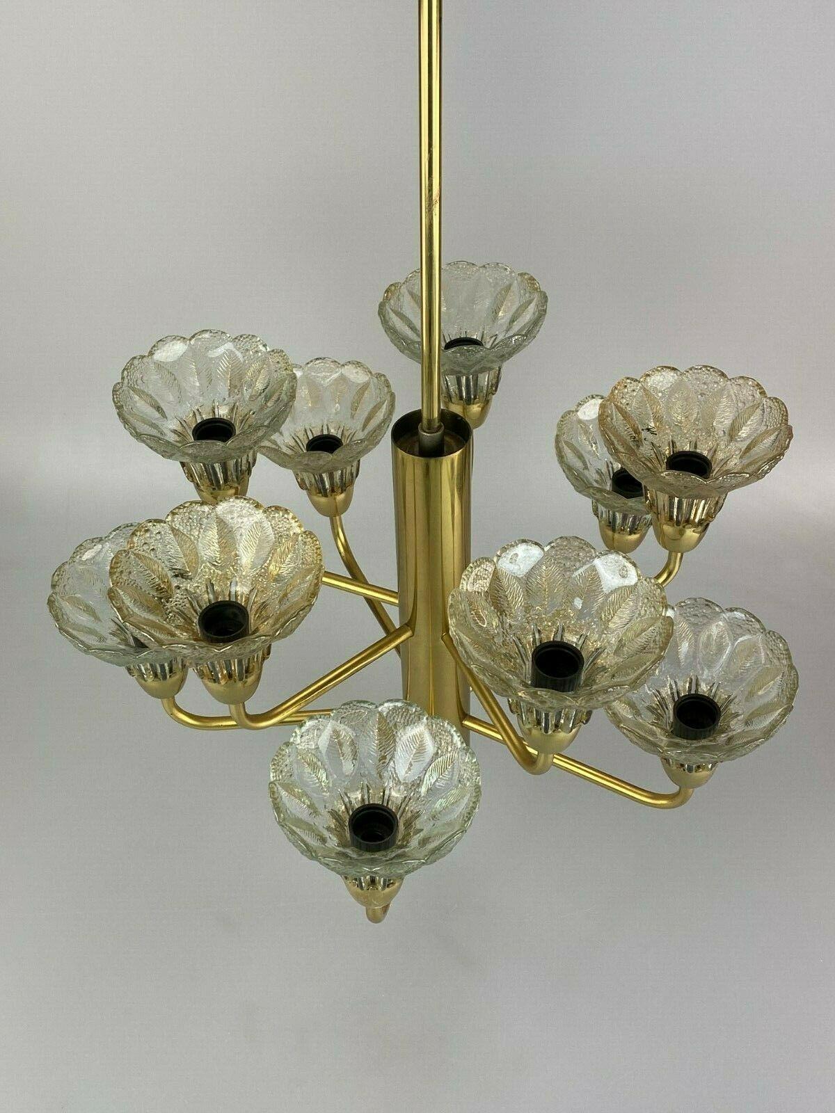 Metal 60s 70s Lamp Fixture Ceiling Lamp Chandelier Glass Space Age For Sale