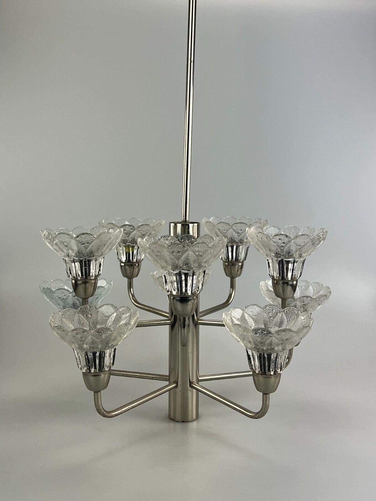 German 60s 70s Lamp Fixture Chandelier Glass Space Age Design For Sale