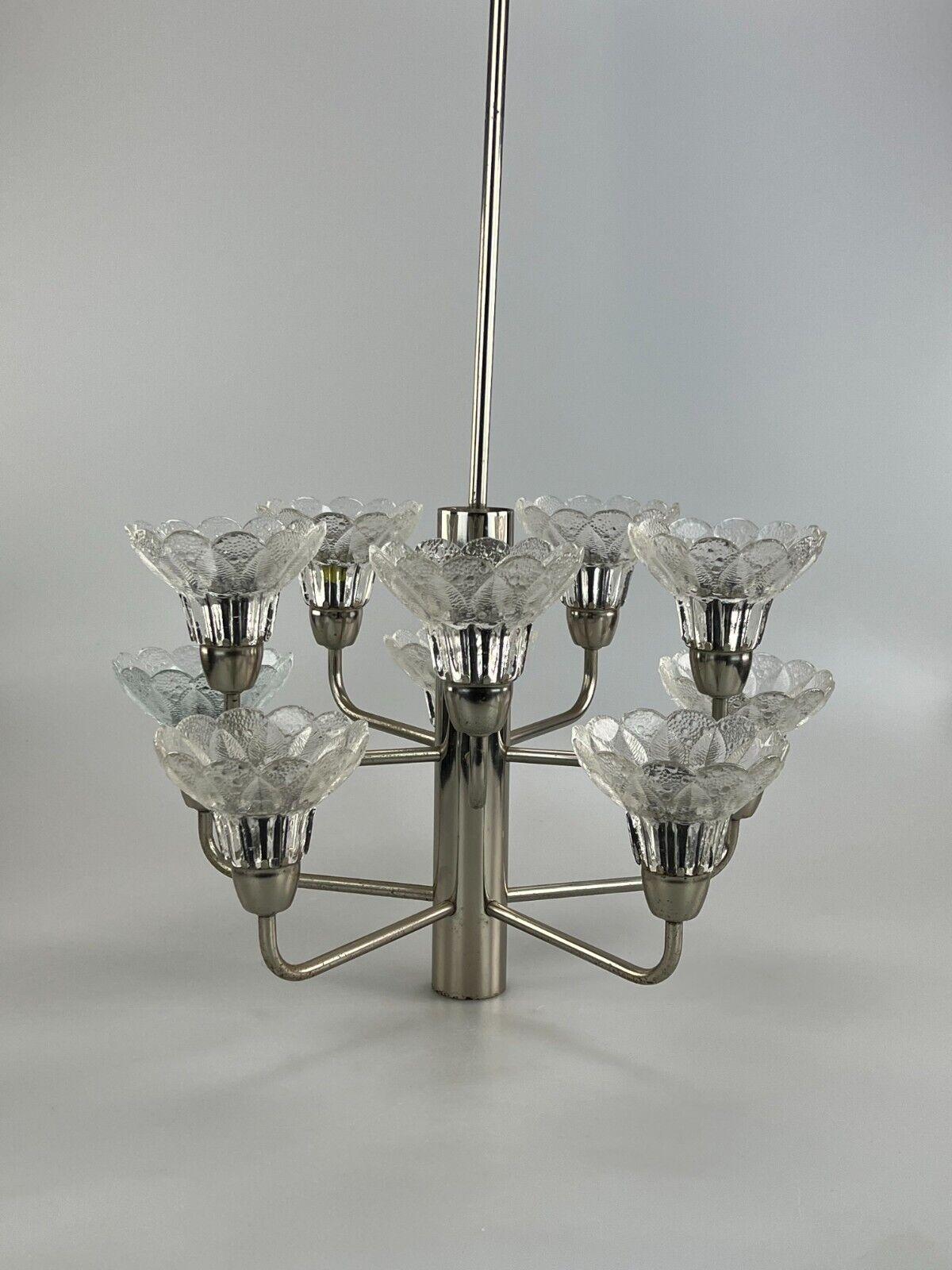 Late 20th Century 60s 70s Lamp Fixture Chandelier Glass Space Age Design For Sale