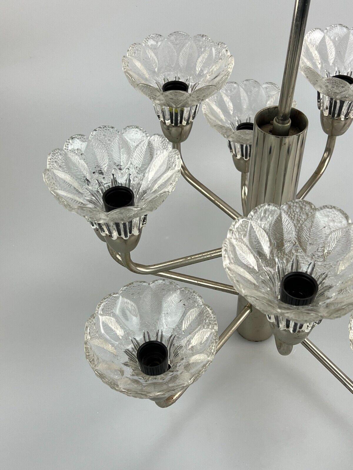 Metal 60s 70s Lamp Fixture Chandelier Glass Space Age Design For Sale