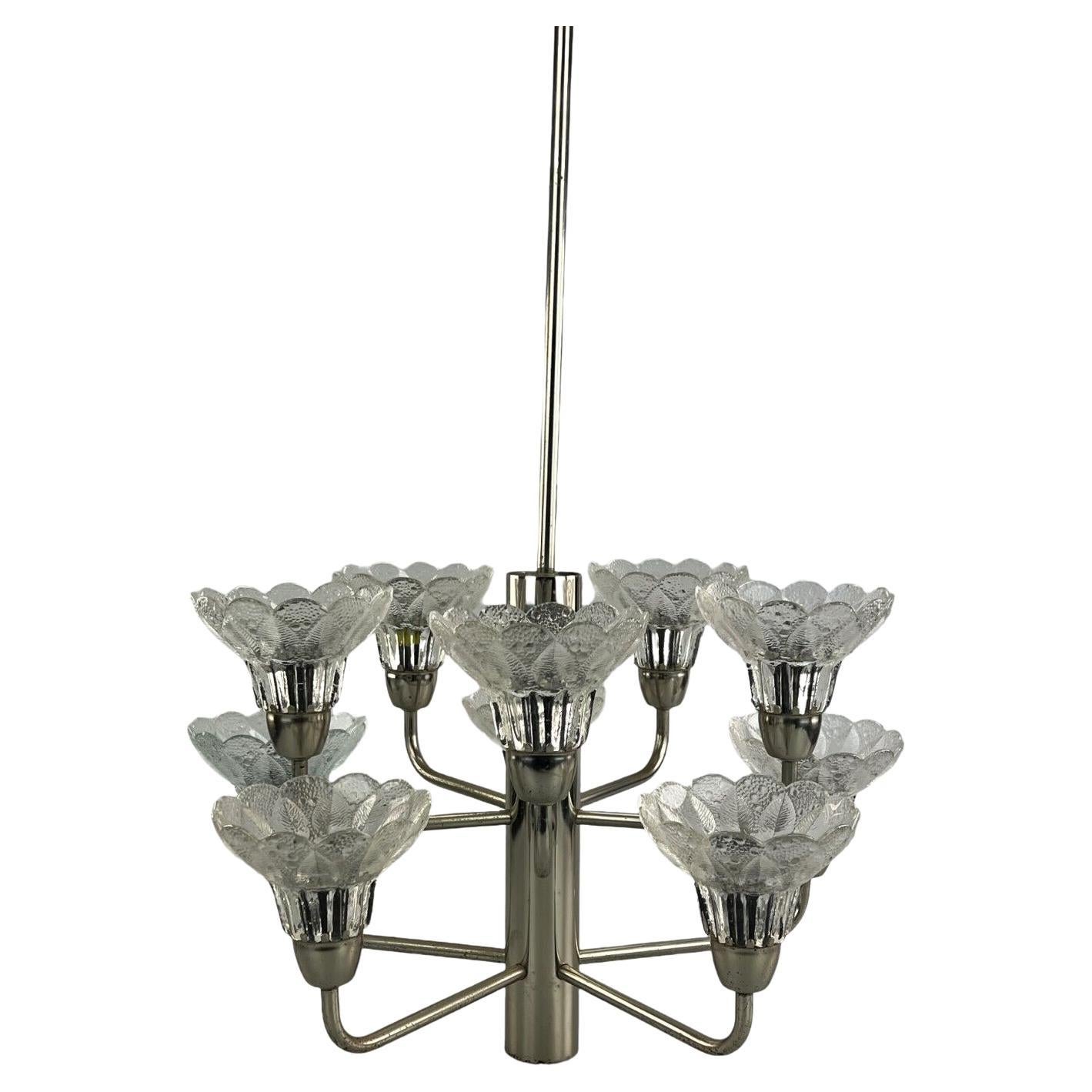 60s 70s Lamp Fixture Chandelier Glass Space Age Design For Sale