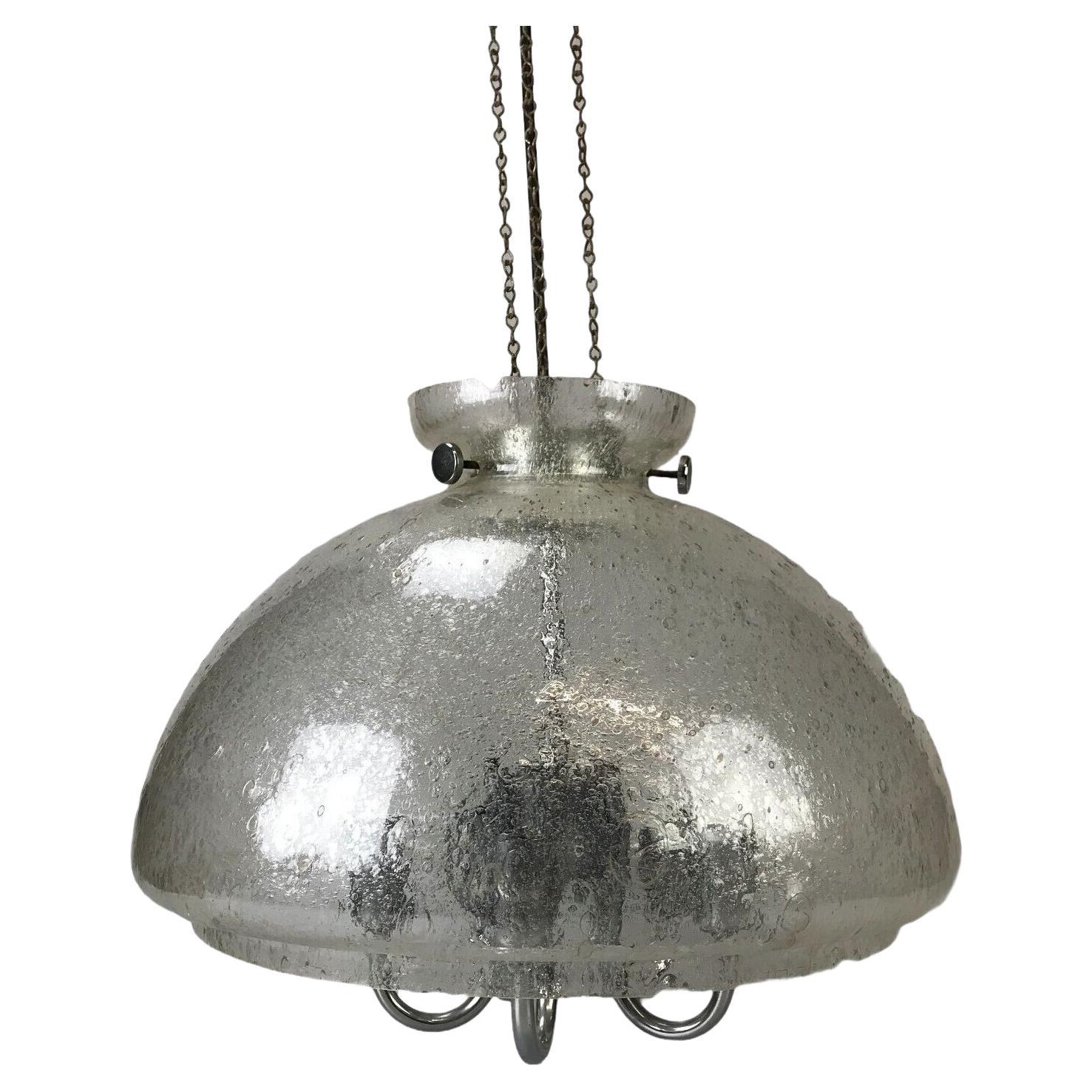 Plafonnier suspendu lampe en verre Doria, design ère spatiale, années 60 70