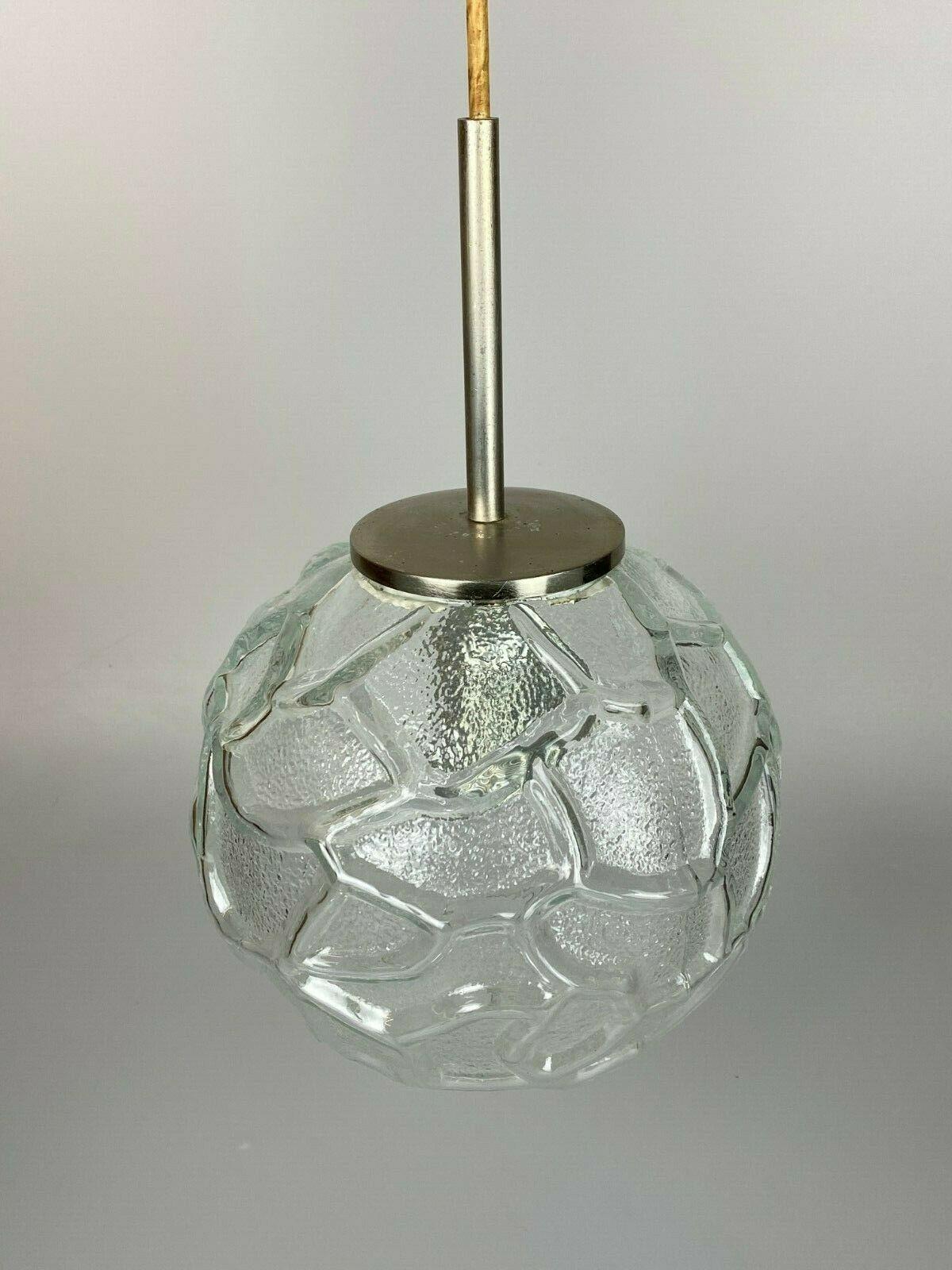 60s 70s Lamp Light Ceiling Lamp Hanging Lamp Hillebrand Glass Space Age Design In Good Condition For Sale In Neuenkirchen, NI