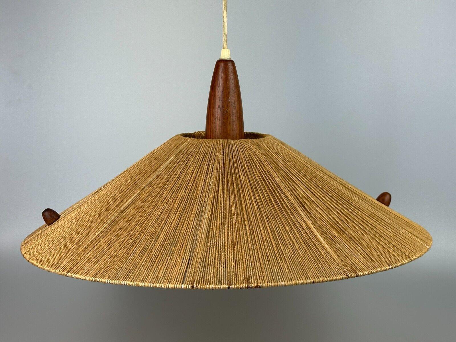 60s 70s lamp light ceiling lamp hanging lamp Temde Switzerland teak sisal 3