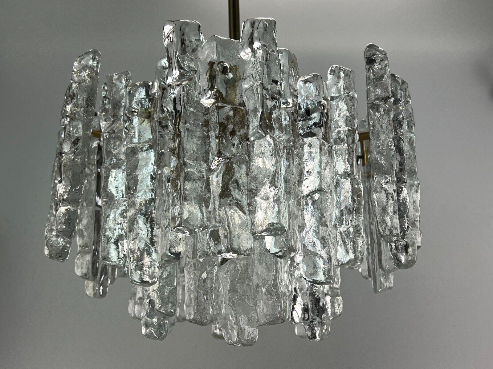 60s 70s Lamp Light Chandelier Kalmar Franken KG Austria Ice Glass 4