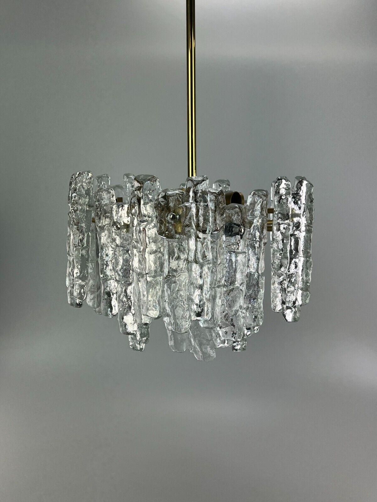 60s 70s Lamp Light Chandelier Kalmar Franken KG Austria Ice Glass In Good Condition In Neuenkirchen, NI