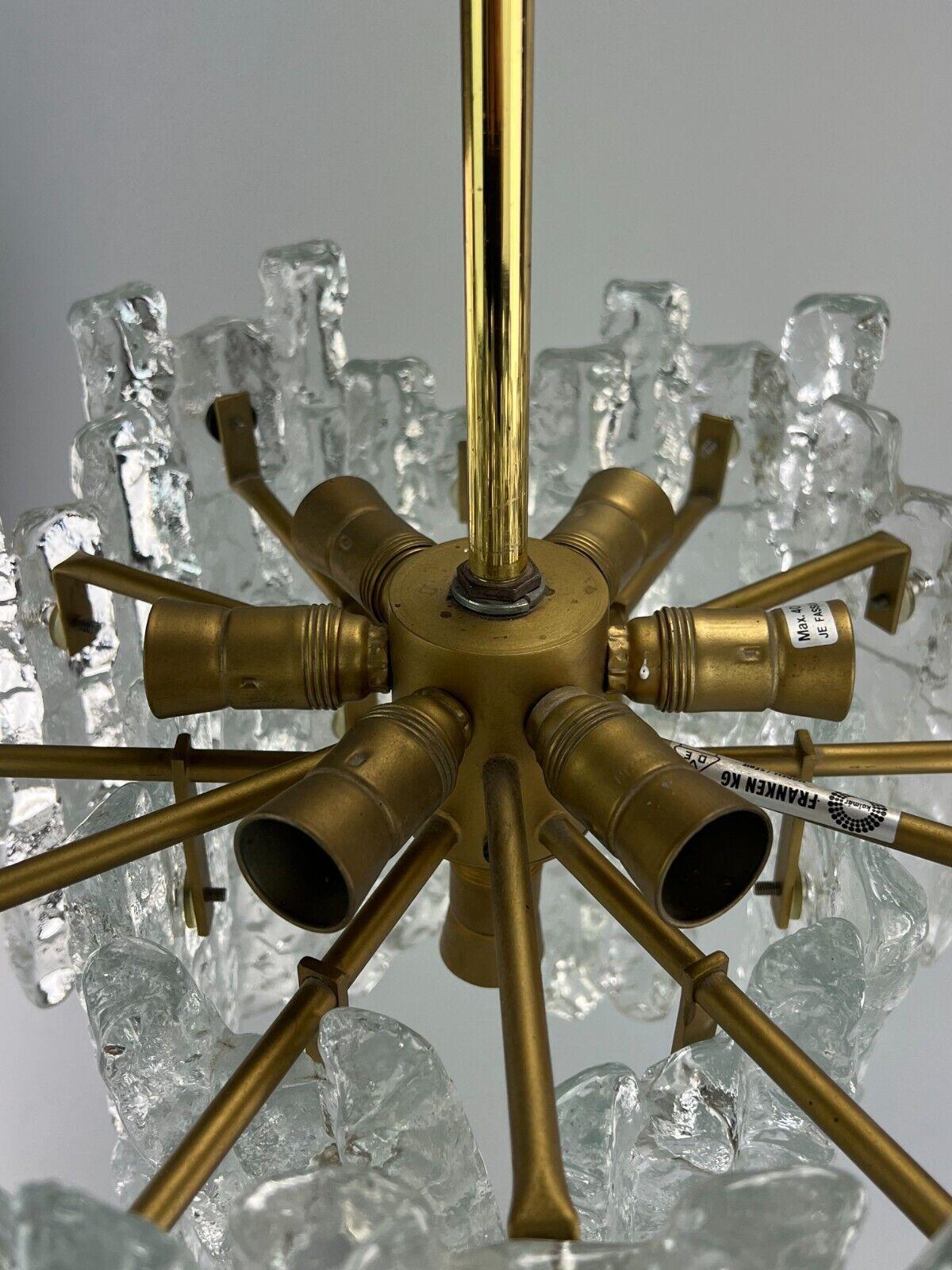 Metal 60s 70s Lamp Light Chandelier Kalmar Franken KG Austria Ice Glass