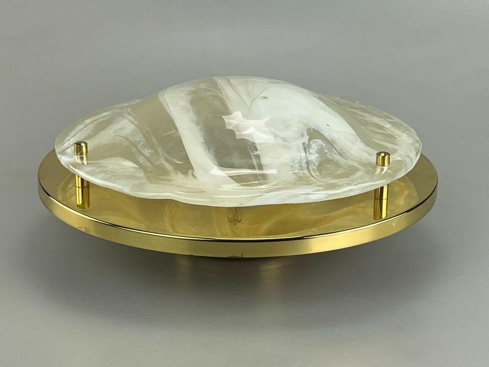 Allemand Plafonière lumineuse encastrée en verre de glace Hillebrand, années 60/70