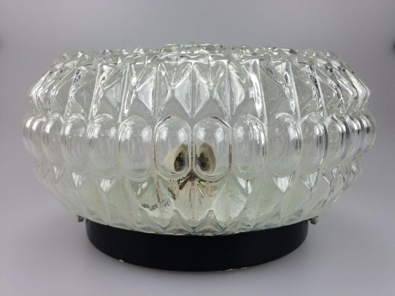 60s 70s Lamp Luminaire Plafoniere Flush Mount Glass Space Age Design In Good Condition For Sale In Neuenkirchen, NI
