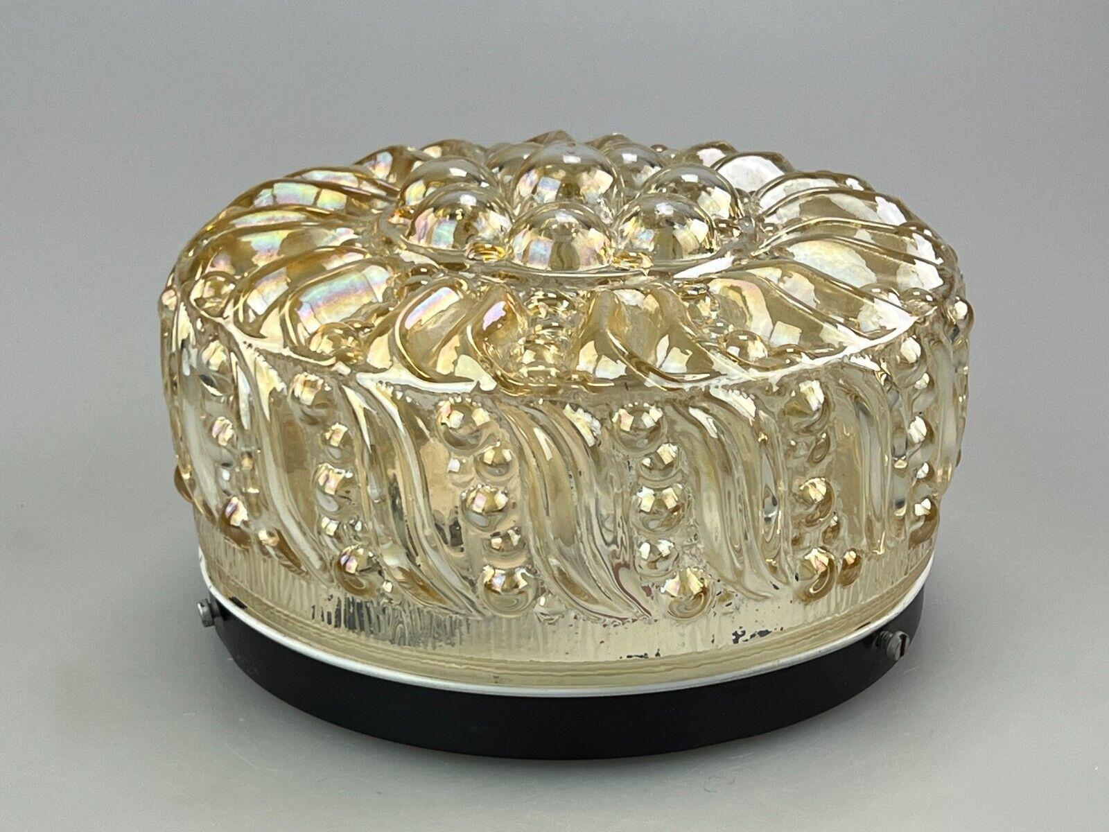 Métal 60s 70s Lamp Luminaire Plafoniere Flush Mount Glass Space Age Design en vente