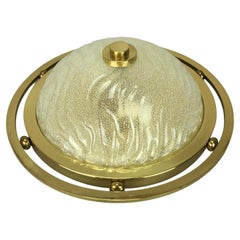 Lampe Plafonière lumineuse encastrée en verre de glace des années 60 et 70 Design de l'ère spatiale