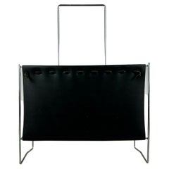 60s 70s Magazine Rack Holder Newspaper Stand Metal Mid Century Design
