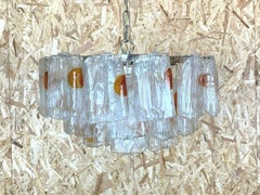 60s 70s Murano Glass Chrome Chandelier Glass Space Age 60s