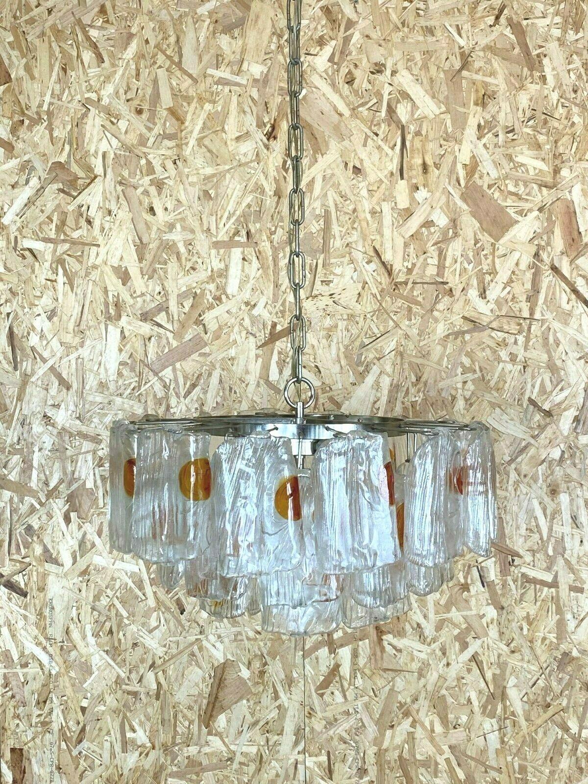 European 60s 70s Murano Glass Chrome Chandelier Glass Space Age 60s For Sale