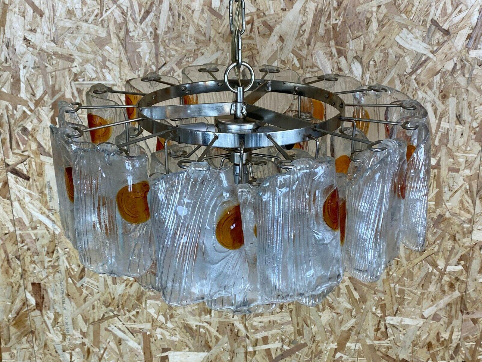 Milieu du XXe siècle 60s 70s Murano Glass Chrome Chandelier Glass Space A Space 60s en vente