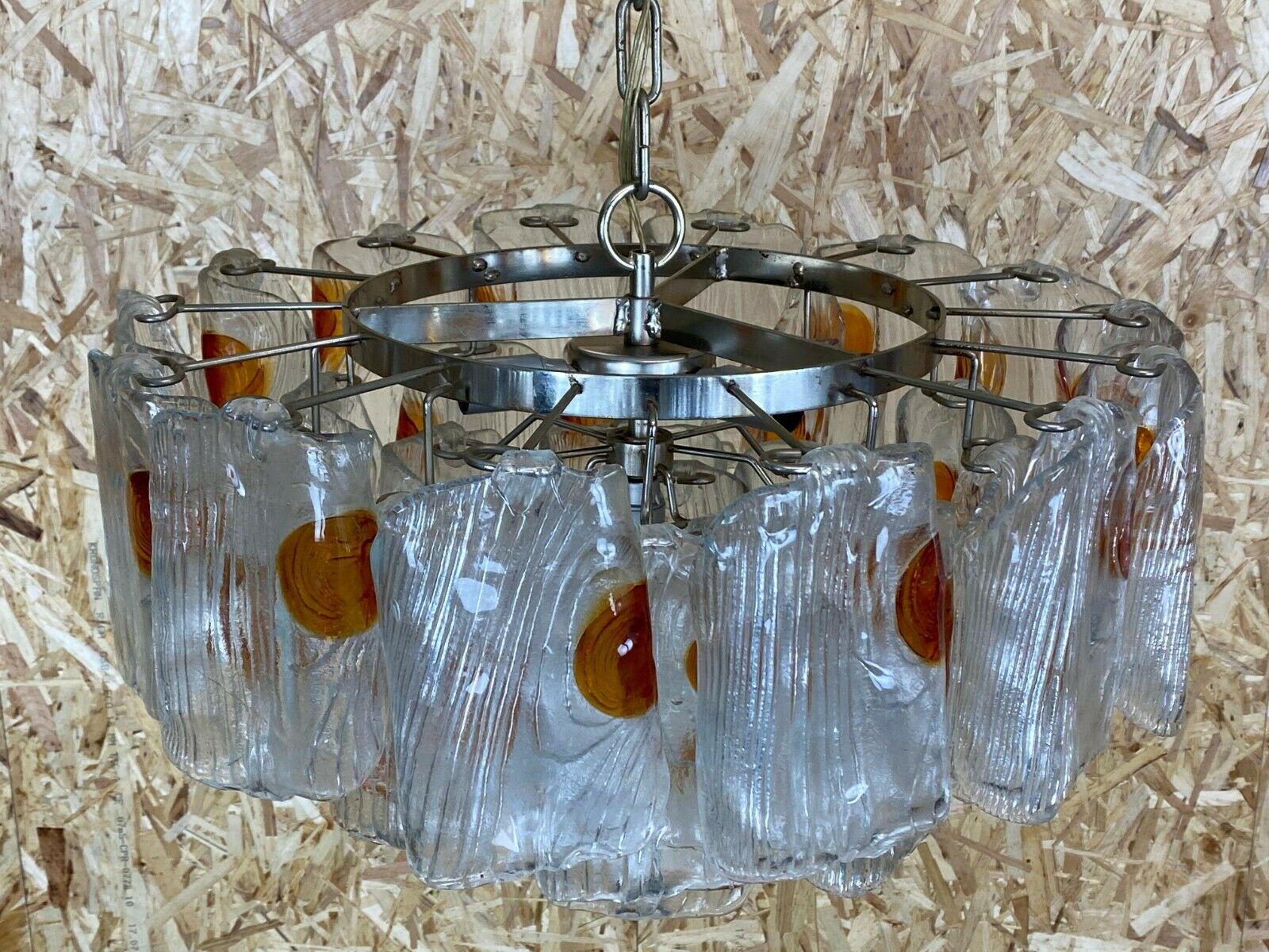60s 70s Murano Glass Chrome Chandelier Glass Space Age 60s For Sale 4