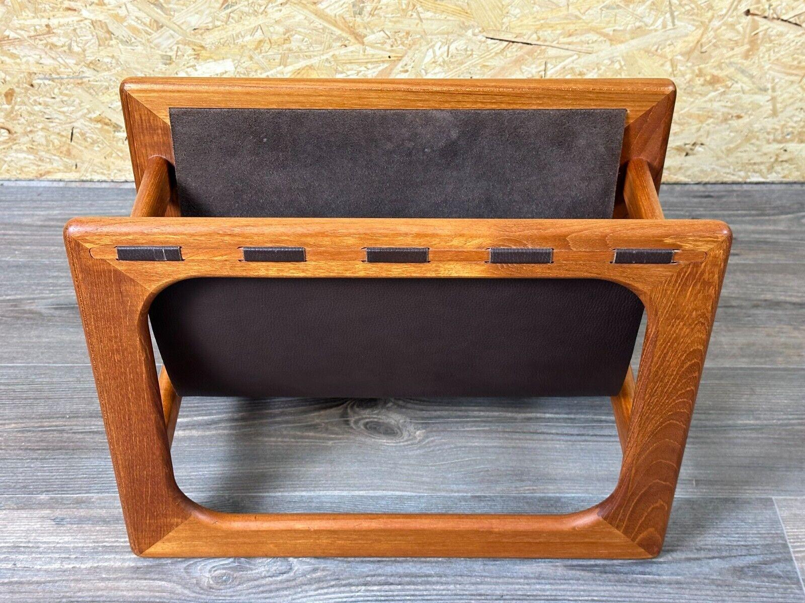 60s 70s newspaper holder Aksel Kjersgaard made of teak & leather For Sale 5