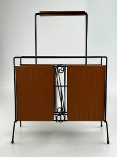 60's 70's Newspaper Holder Newspaper Rack Metal Teak Mid Century Design