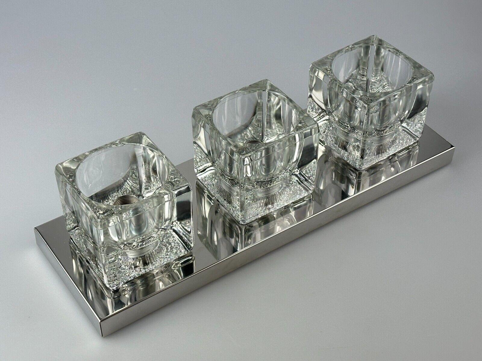 60s 70s Peill & Putzler Cube Wall Lamp Wall Sconce Ice Glass Space Design For Sale 6