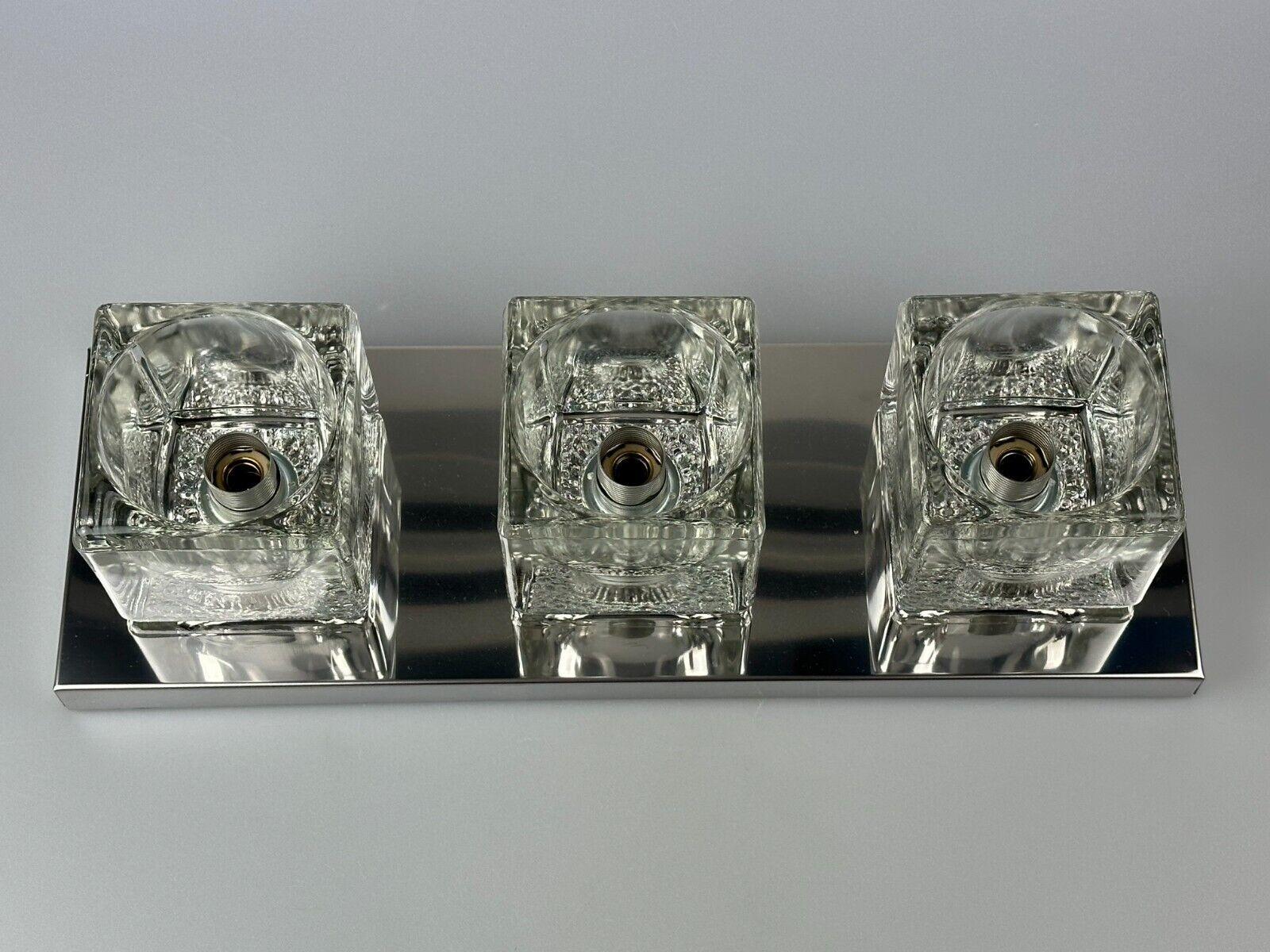 German 60s 70s Peill & Putzler Cube Wall Lamp Wall Sconce Ice Glass Space Design For Sale