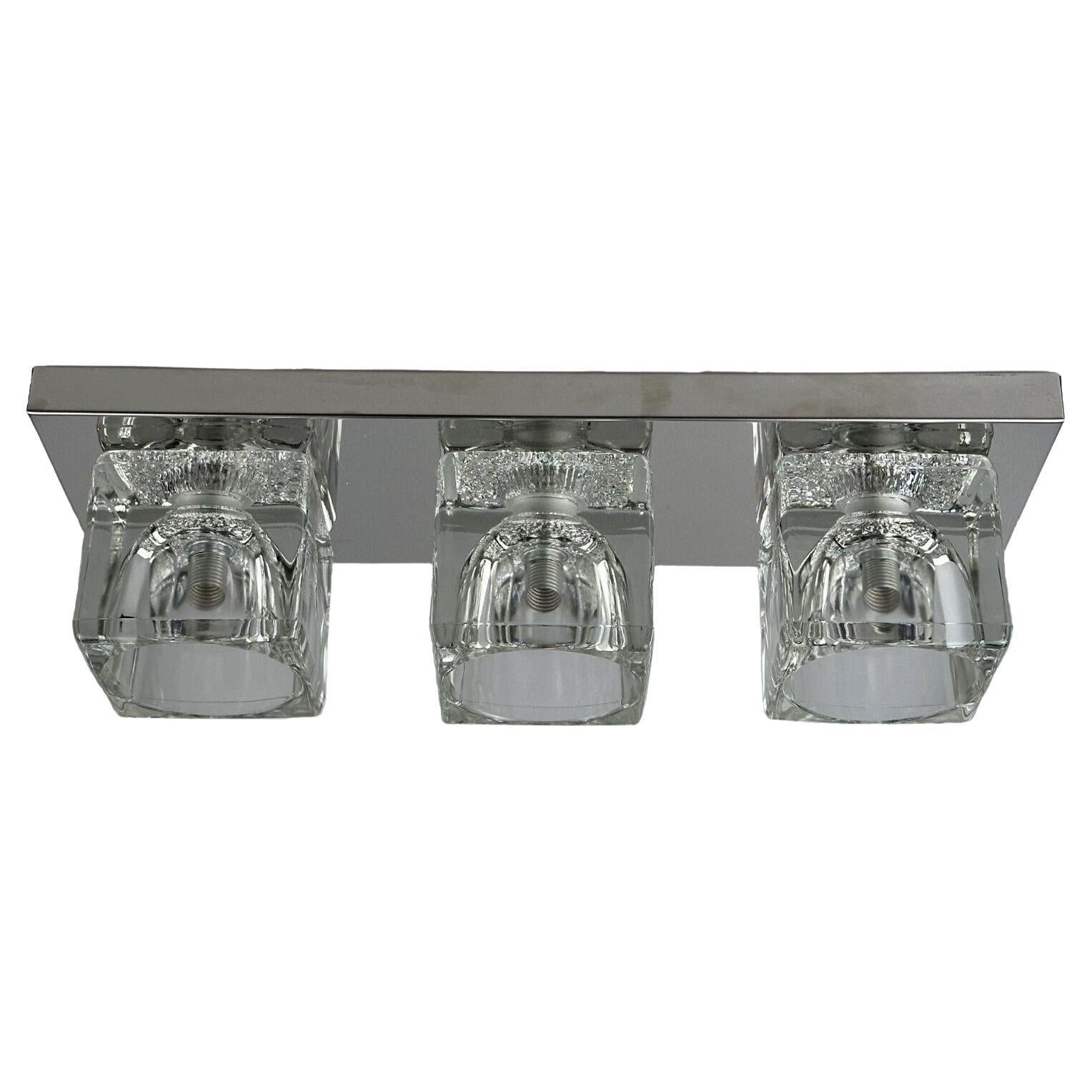 60s 70s Peill & Putzler Cube Wall Lamp Wall Sconce Ice Glass Space Design For Sale