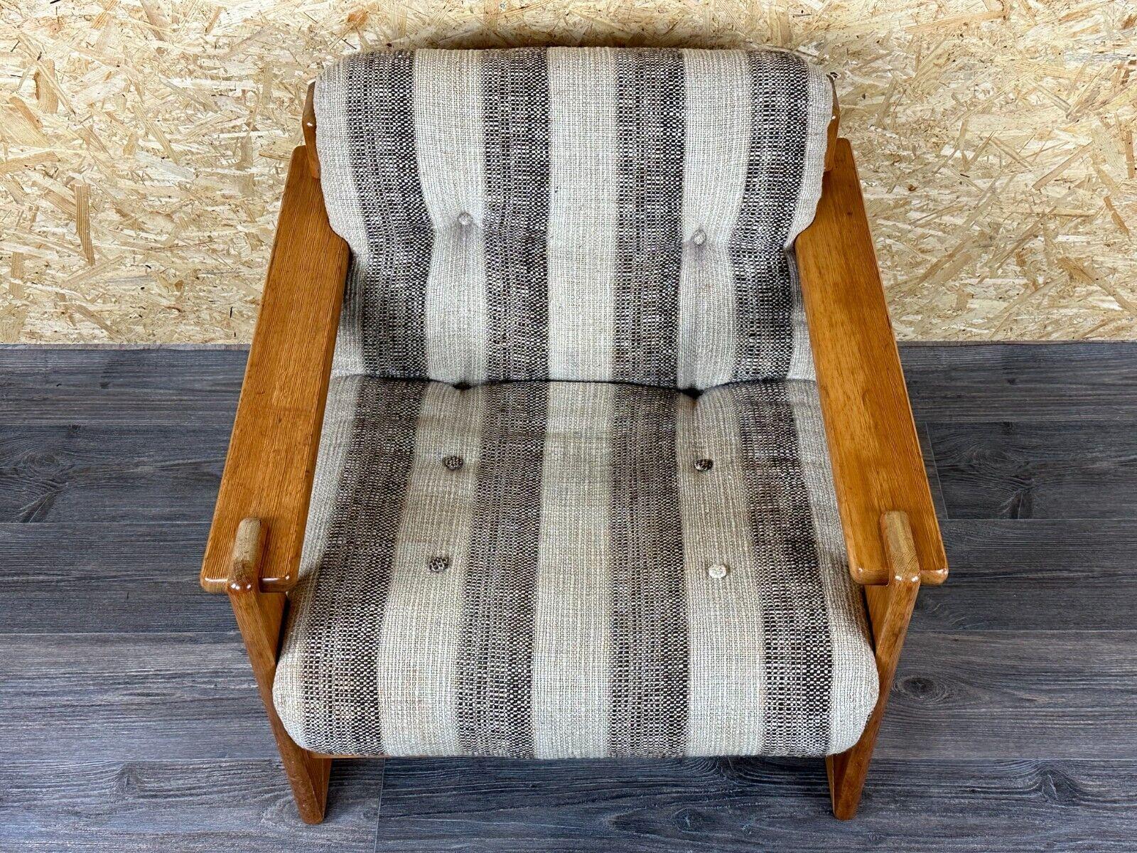 Fabric 60s 70s Pine Easy Chair Lounge Chair Danish Modern Design For Sale