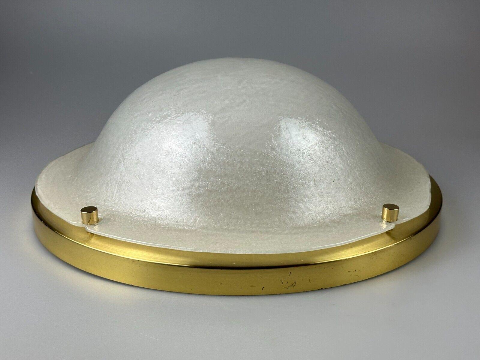 Late 20th Century 60s 70s Plafoniere ceiling lamp Limburg Germany glass brass Space Age For Sale