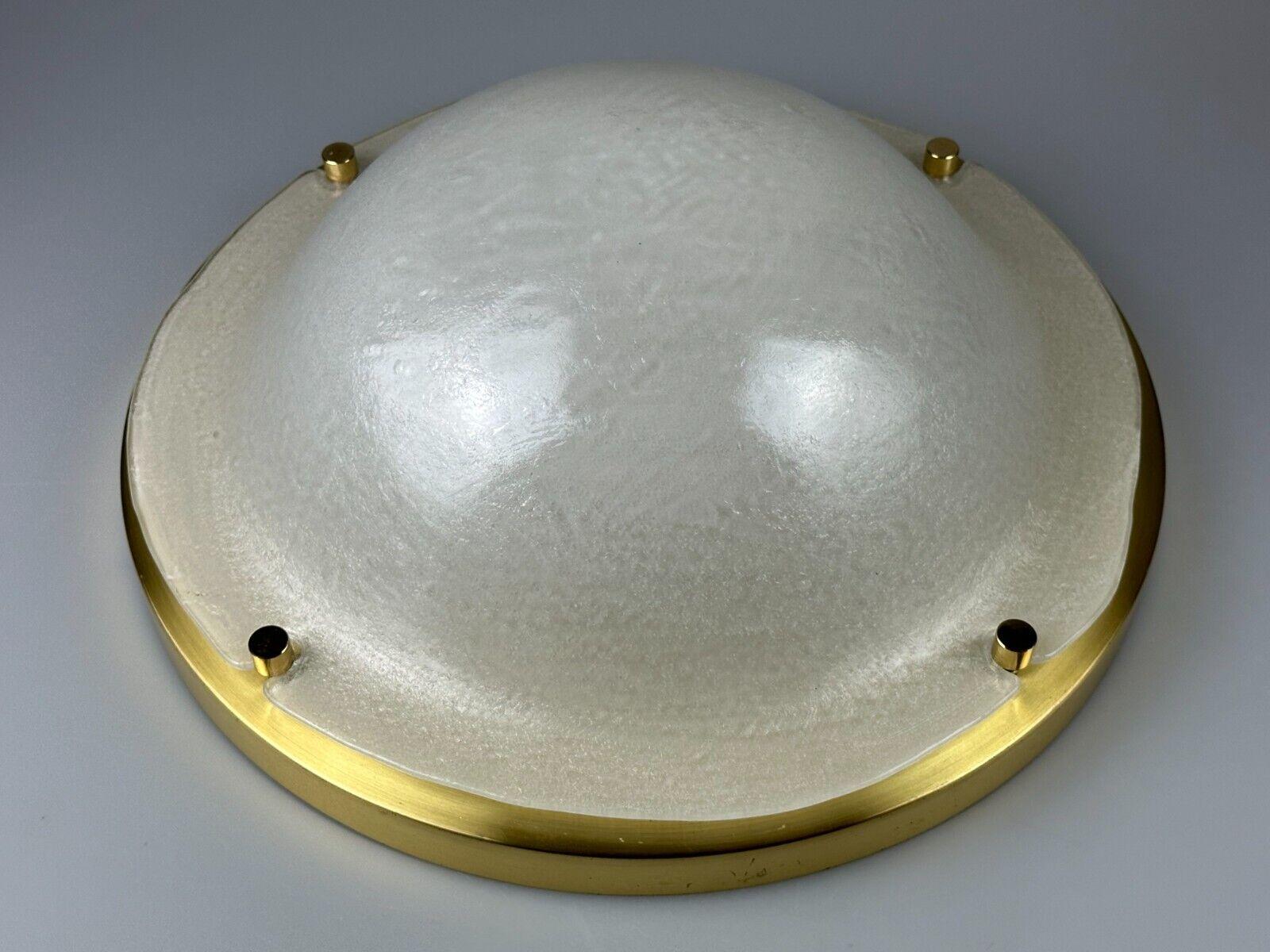 60s 70s Plafoniere ceiling lamp Limburg Germany glass brass Space Age For Sale 2