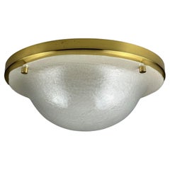 Vintage 60s 70s Plafoniere ceiling lamp Limburg Germany glass brass Space Age