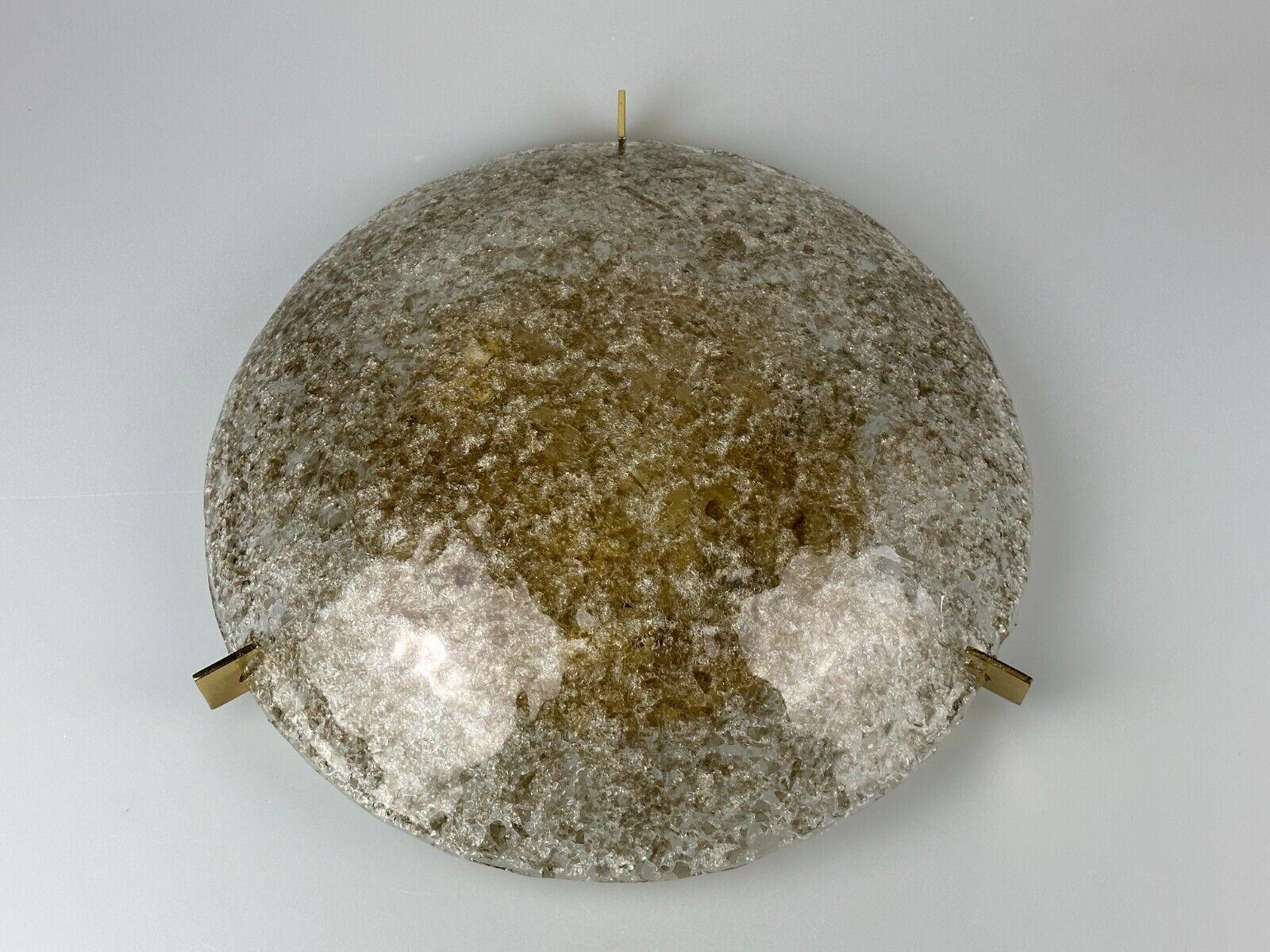 German 60s 70s Plafoniere Flush Mount Ice Glass ceiling lamp by Kaiser Leuchten