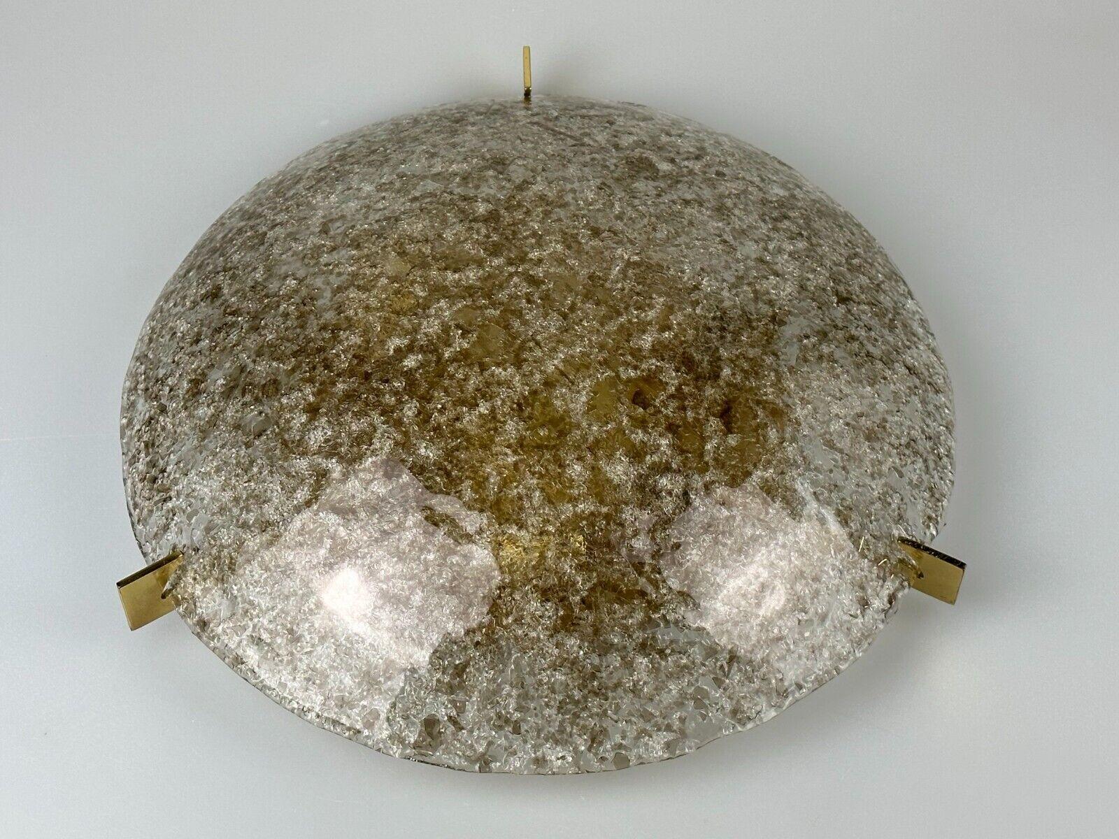Late 20th Century 60s 70s Plafoniere Flush Mount Ice Glass ceiling lamp by Kaiser Leuchten For Sale