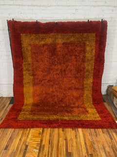 60's 70's REGAL RUGS INDIANA UNUSED Rya Rug Mid Century Modern Orange Yellow Red