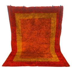 60's 70's REGAL RUGS INDIANA UNUSED Rya Rug Mid Century Modern Orange Yellow Red