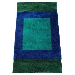 60's 70's REGAL RUGS INDIANA UNUSED Rya Rug Mid Century Modern Teal Wool