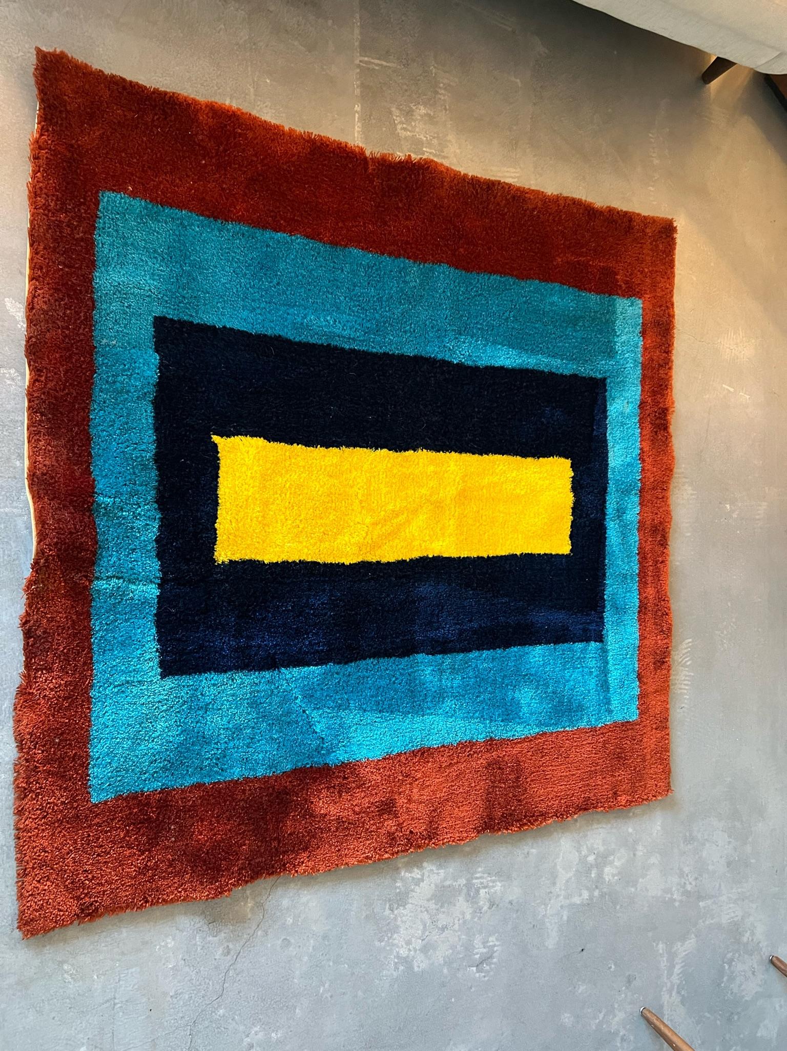 Polyester 60's 70's REGAL RUGS North Vernon Indiana UNUSED Rya Rug Mid Century Modern en vente