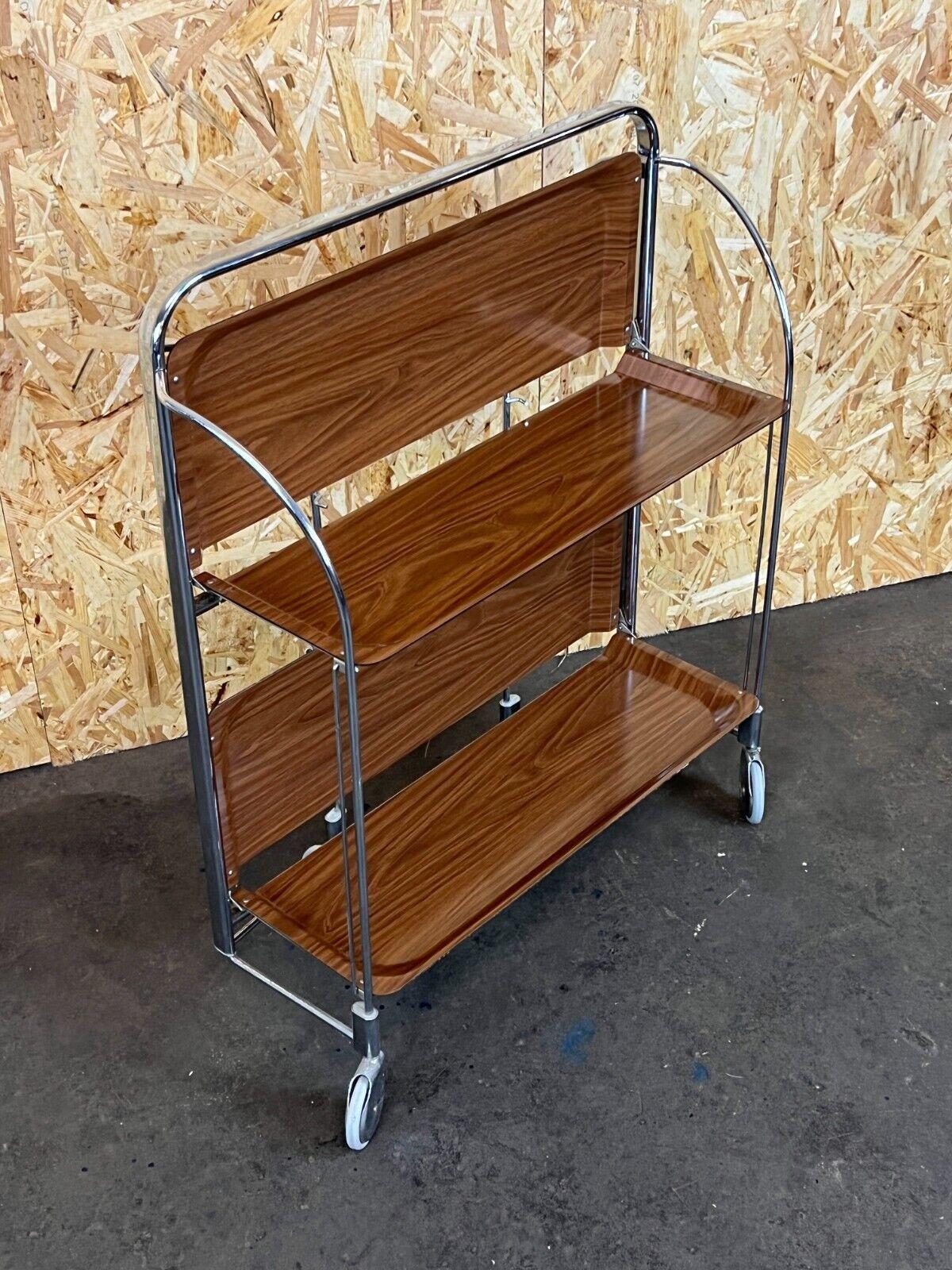 60s 70s Serving Trolley Dinett Side Table Space Age Brown Design 4
