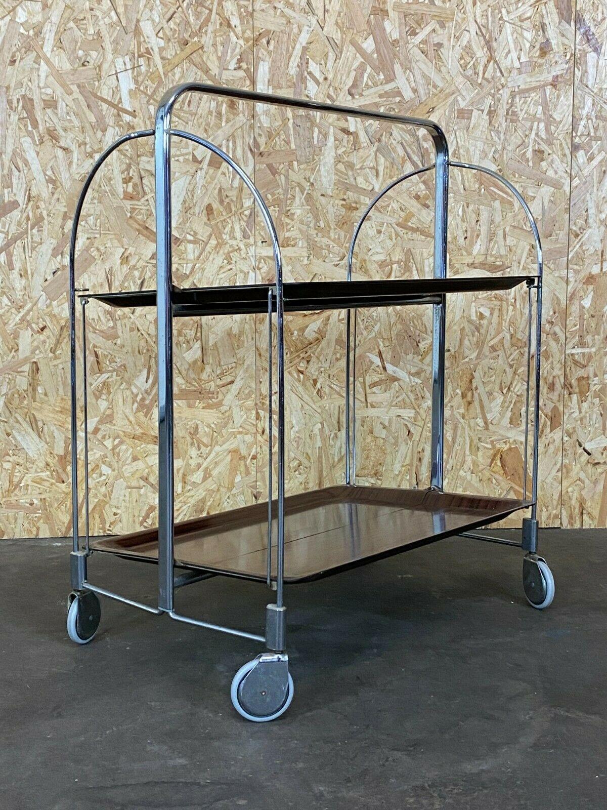 German 60s 70s Serving Trolley Dinett Side Table Space Age Brown Design For Sale