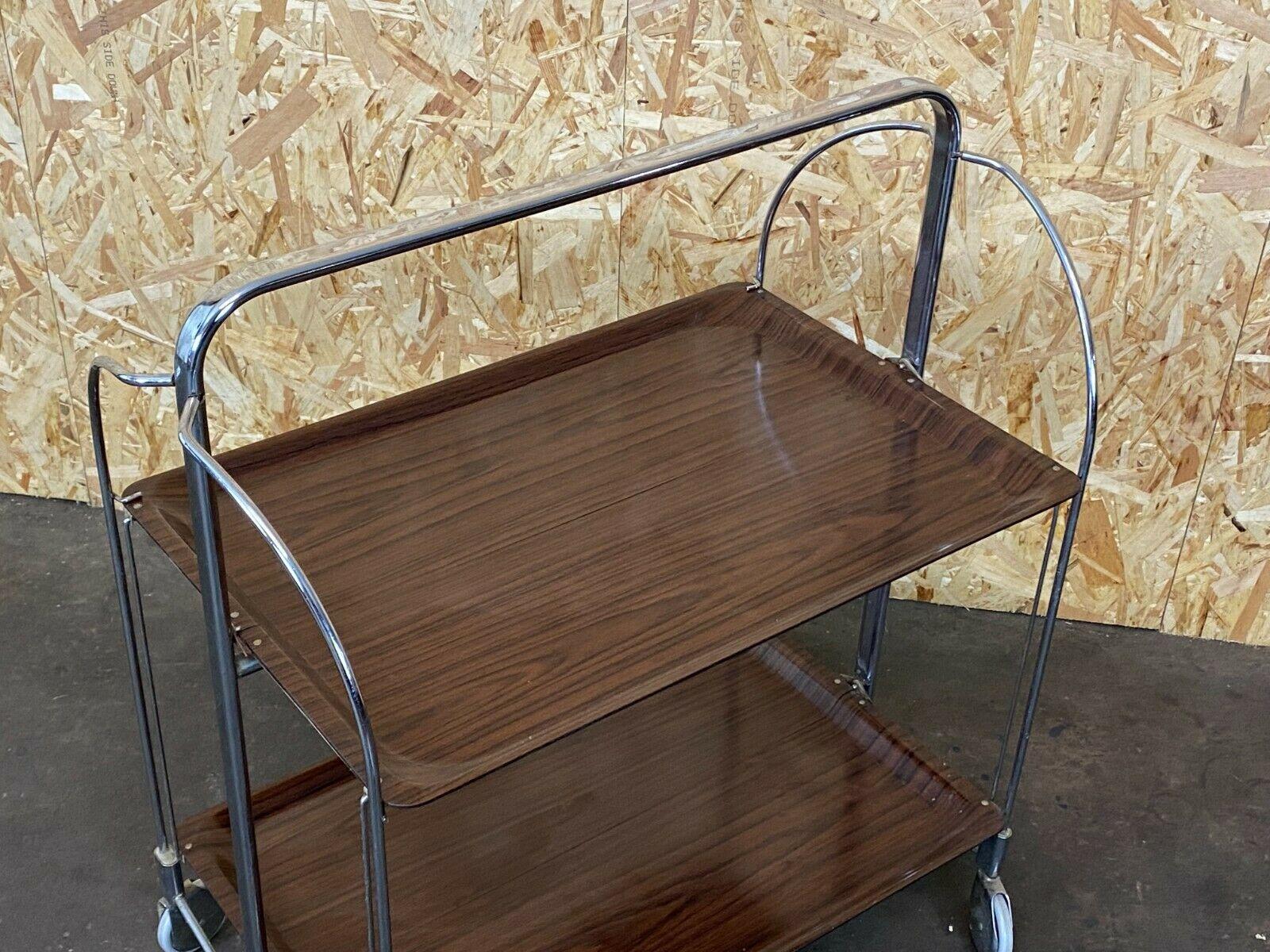 60s 70s Serving Trolley Dinett Side Table Space Age Brown Design In Good Condition For Sale In Neuenkirchen, NI