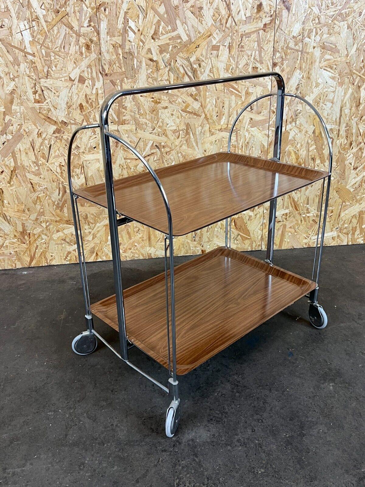 60s 70s Serving Trolley Dinett Side Table Space Age Brown Design In Good Condition In Neuenkirchen, NI