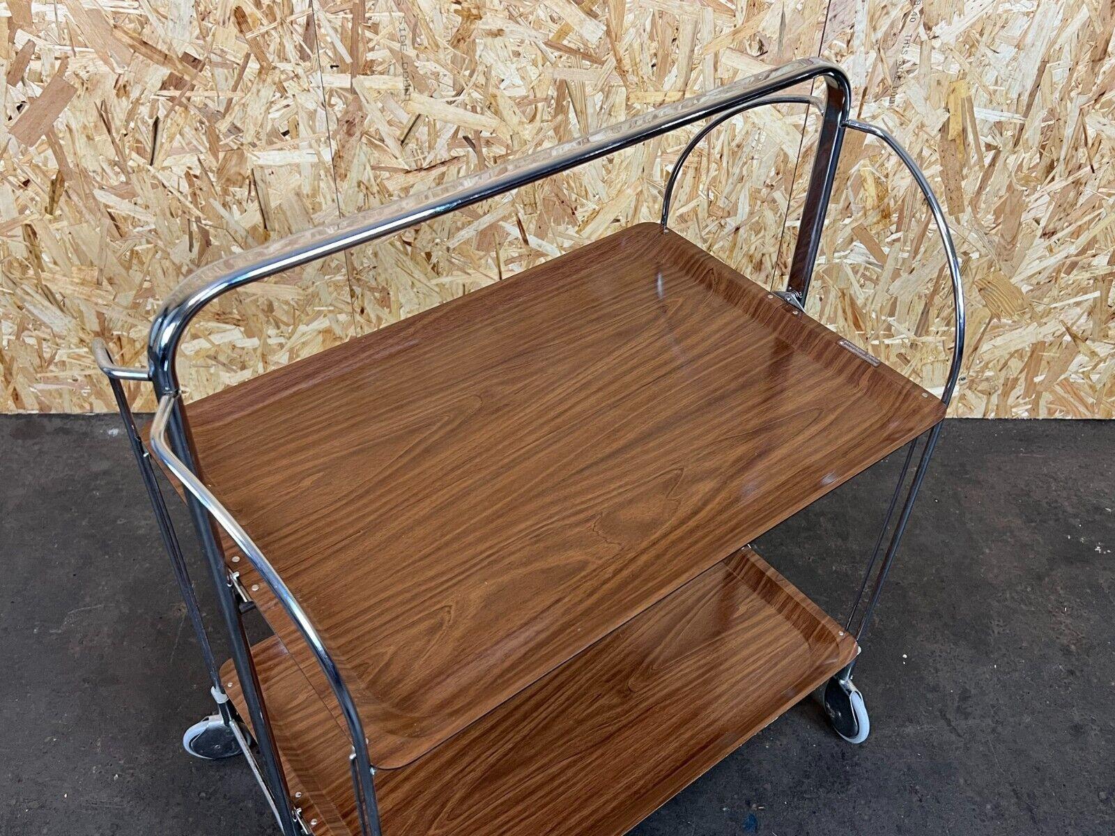 Late 20th Century 60s 70s Serving Trolley Dinett Side Table Space Age Brown Design
