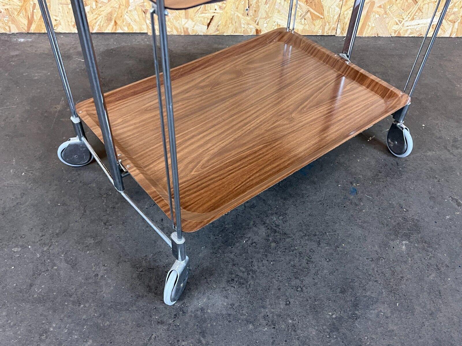 Metal 60s 70s Serving Trolley Dinett Side Table Space Age Brown Design
