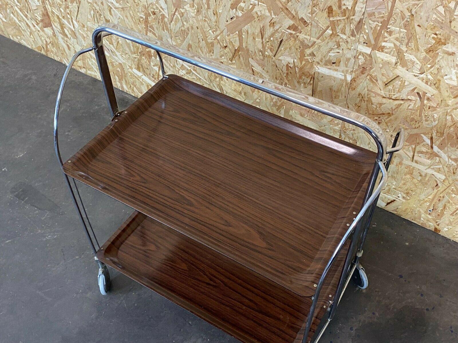 Metal 60s 70s Serving Trolley Dinett Side Table Space Age Brown Design For Sale