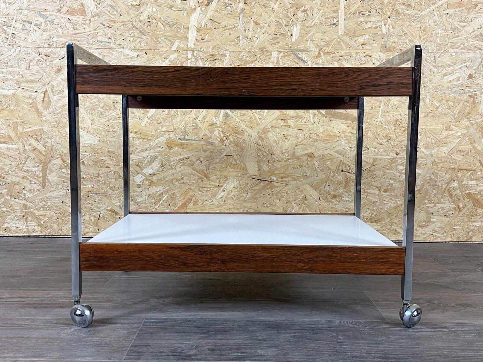 60s 70s serving trolley dinette made of teak & chrome Danish Modern Design In Good Condition For Sale In Neuenkirchen, NI