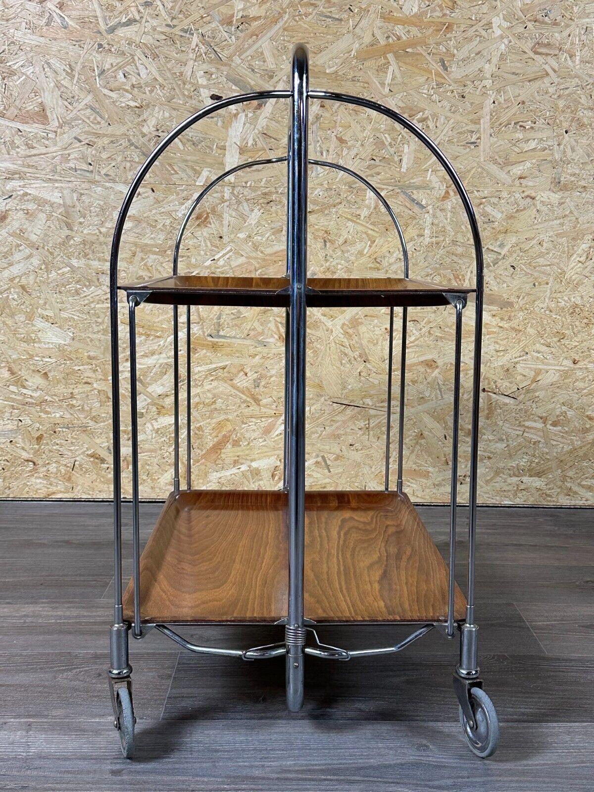 Metal 60s 70s serving trolley dinette side table space age brown design 60s 70s For Sale