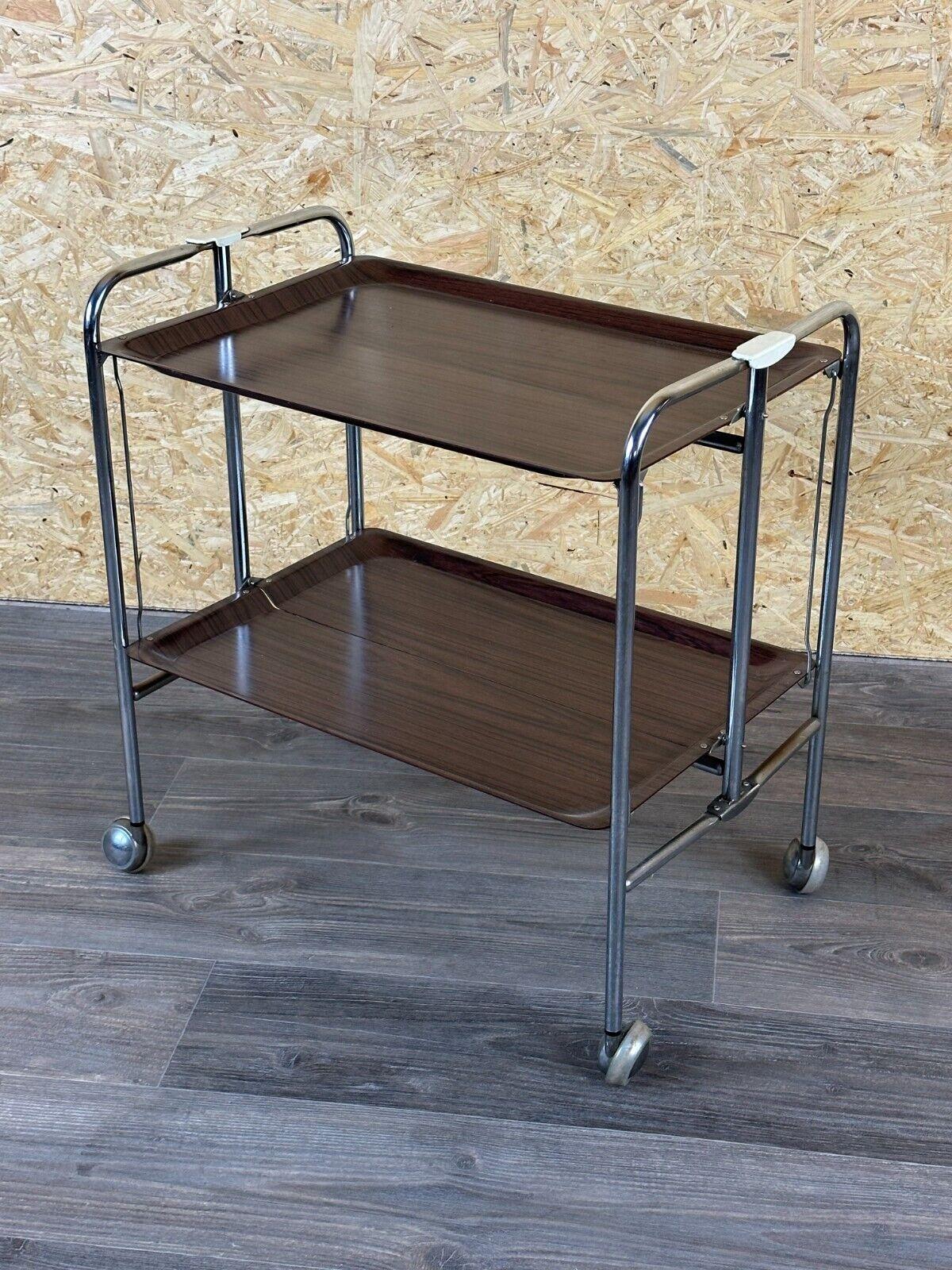 German 60s 70s serving trolley dinette side table space age brown design For Sale