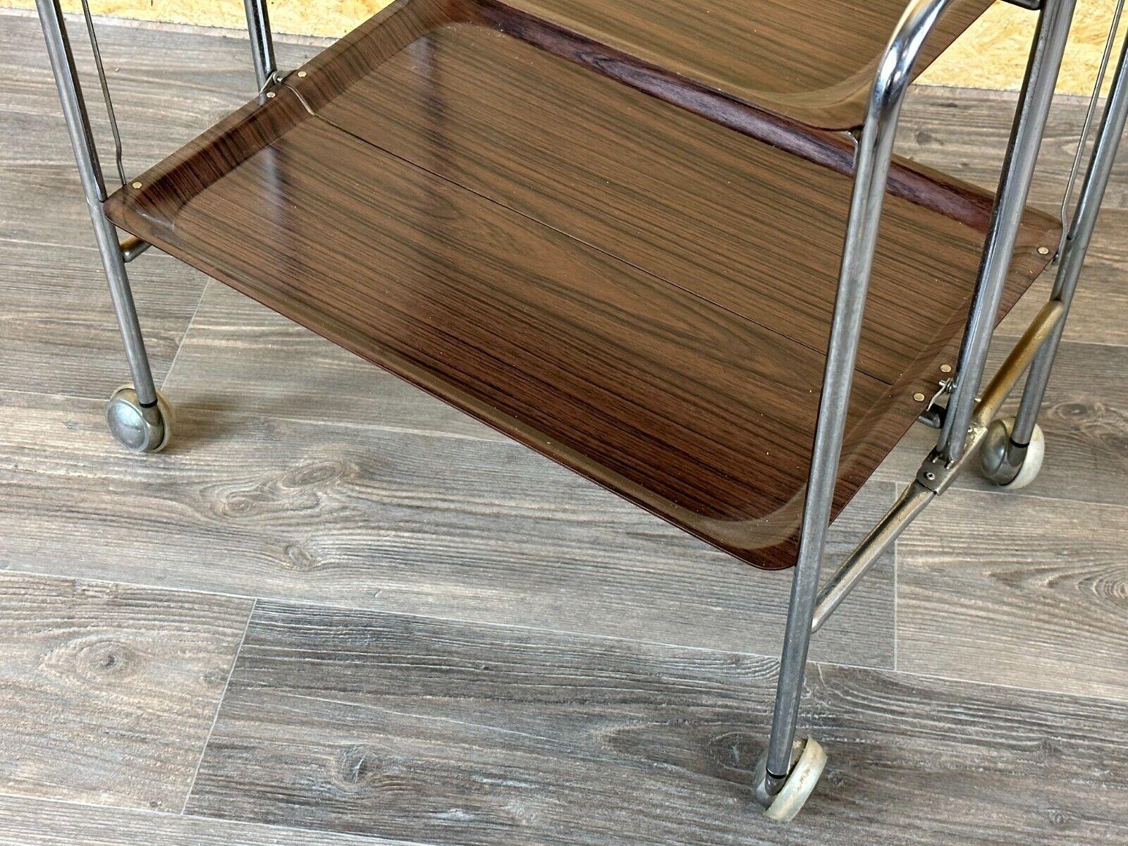 Metal 60s 70s serving trolley dinette side table space age brown design For Sale