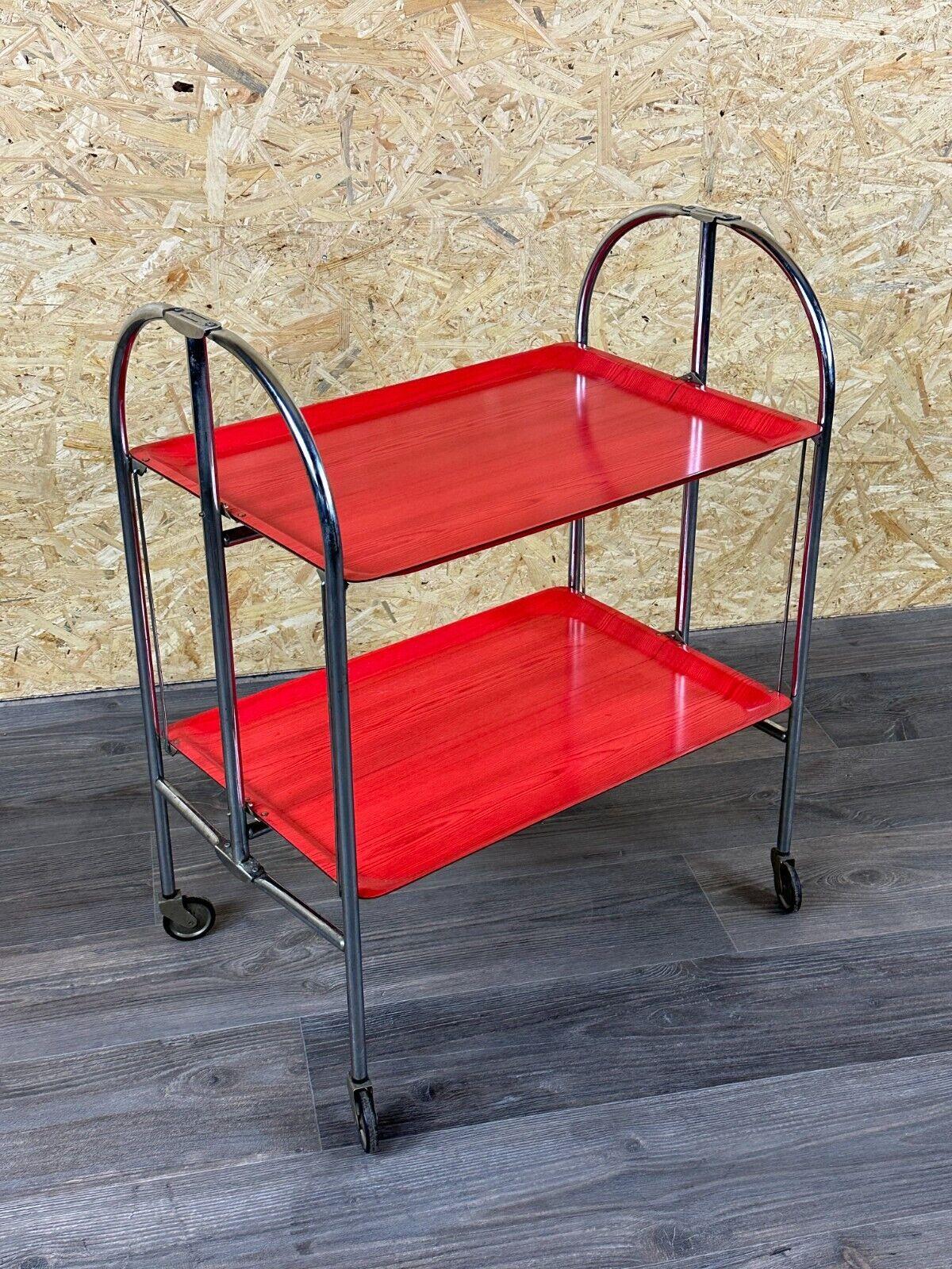 German 60s 70s serving trolley dinette side table space age red design For Sale