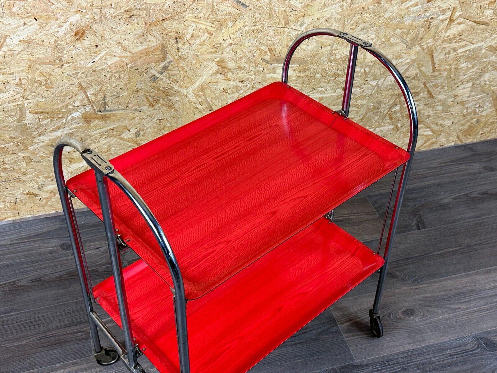 Late 20th Century 60s 70s serving trolley dinette side table space age red design For Sale